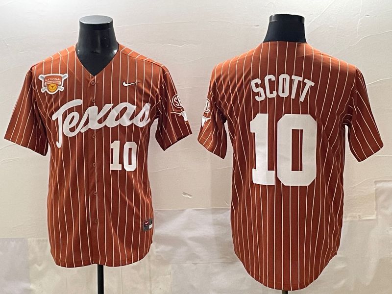 Men Texas Longhorns #10 Scott brown Nike joint Name NCAA 2025 Jersey style 38->women mlb jersey->Women Jersey